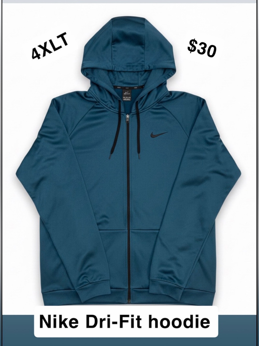 Nike Men's Performance Full-Zip Hoodie - Teal Blue